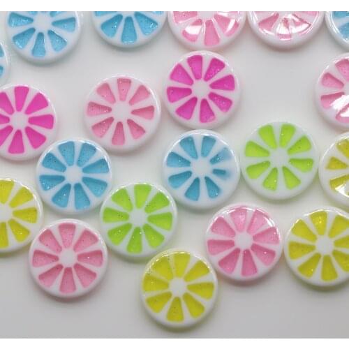 Cute Design 19mm Round Shape Loose Flat Back Bead Cabochons Orange Segment Beautiful Colors Fruit DIY Bead Sticker