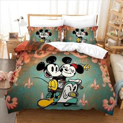 Cute Pink Dot Minnie Mouse 3D Bedding Set 140x200cm Duvet Cover for Bedroom Girl Kids Birthday Gifts Quilt Cover with Pillowcase