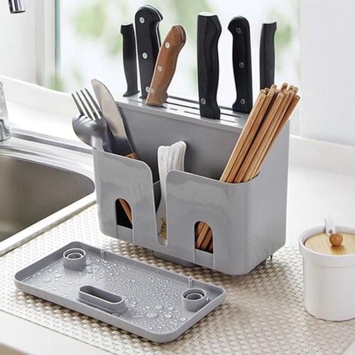 Multifunctional Spoon Fork Chopsticks Storage with Knife Holder Drain Rack Organizer Non-slip Bottom Tableware Integrated Rack