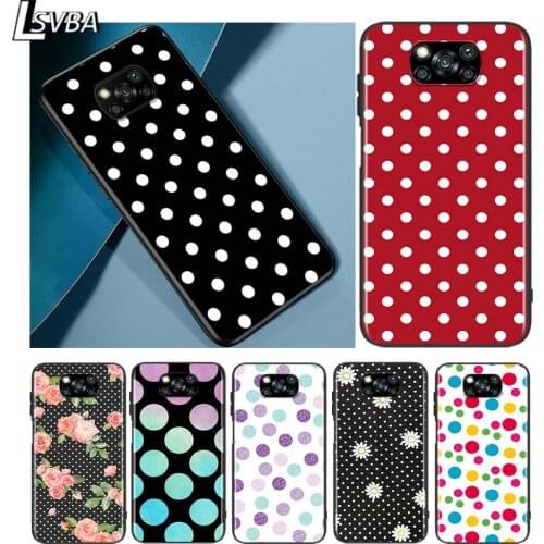 Polka Dots for Xiaomi Poco X3 NFC X2 M3 M2 F2 F3 Pro C3 F1 A2 Lite Mix3 Play Silicone Soft Black Phone Case