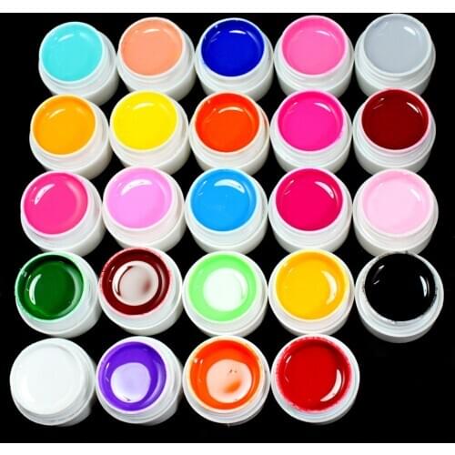 24 Color Solid Pure UV Builder Gel Set Nail Art False Full French Tips Salon Set