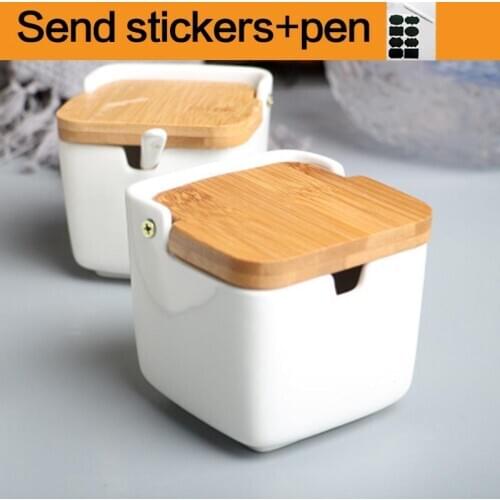 Kitchen seasoning pot set Nordic style ceramic seasoning box household MSG box salt shaker seasoning container