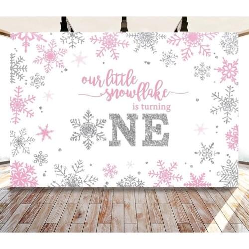 New Pink Snowflake Baby Shower Flower Scene Cake Backdrops Photo Background Decorations for Birthday Party Photography Photocall
