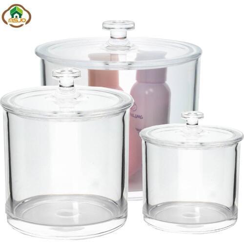MSJO Makeup Organizer 3in1 Storage Jar Acrylic Box with Lid for Women Bathroom Cosmetice Organization Cans Container Storage Box