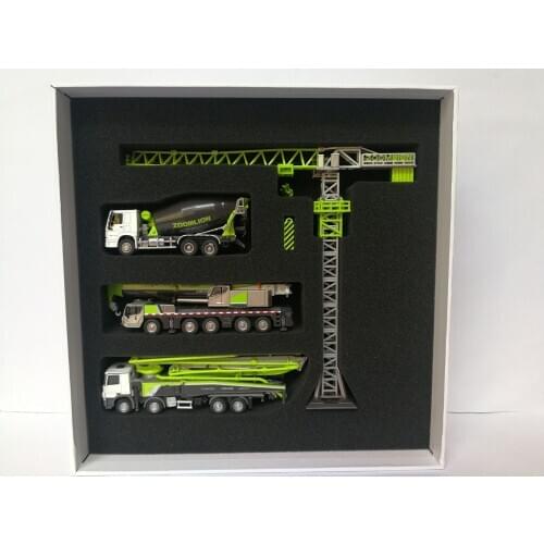 Original factory 1:100 Zoomlion Products' Model 4PC gift Set , ZAT2000V Tower Crane Mixer Pump Truck concrete mixer metal model