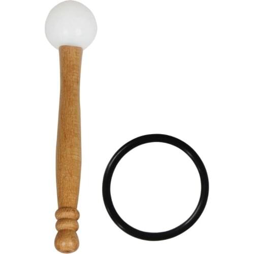 Rubber Mallet Stick Beater for Crystal Singing Bowl Wooden Handle Professional Sound Bowl Striker with Rubber Ring