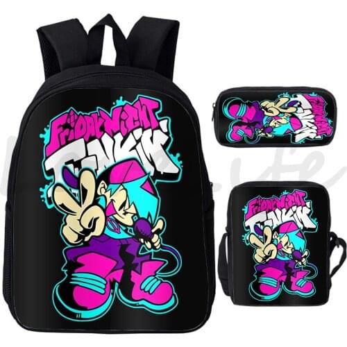 Friday Night Funkin Backpack Pen Case Boys Girls School Bags Hot Game Rucksack Anime Bagpacks Teens Travel Fnf Bookbag 3 Pcs/Set