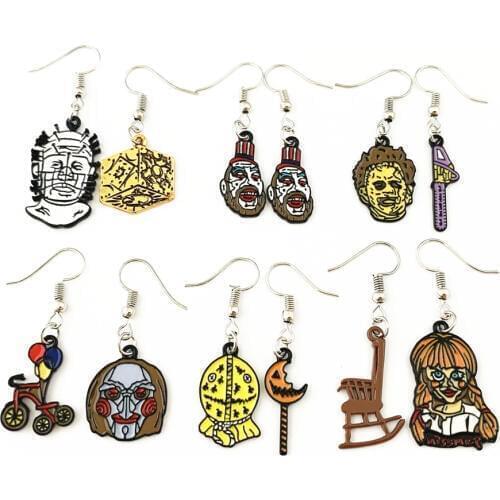 Annabelle Conjuring Captain Spaulding Hellraiser Leatherface Sam Doll Trick or Treat Saw Horror Earrings HRHRAA01