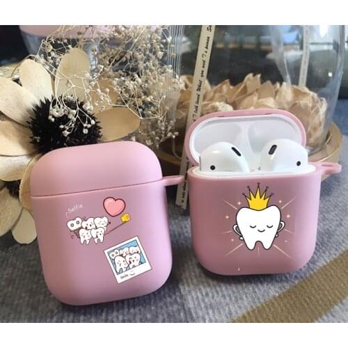 Funny Cartoon Dentist Dental Crowned Teeth pink TPU silicone Bluetooth Airpod Case For Airpods 1/2 Airpods pro soft cover
