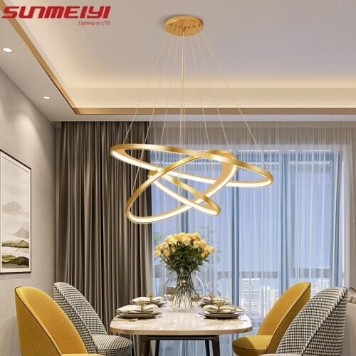 Modern led Pendant Lights Dimmable Rings Aluminum Kitchen Dining room Light Fixtures Vintage Bedroom Bar Lamp lustre pendente