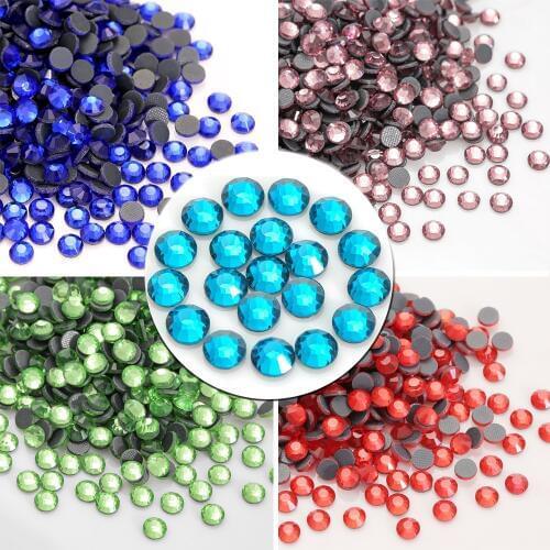 DMC Hot Fix Rhinestone Glitter Strass Flatback Glass Crystal Hotfix Stones Iron on Rhinestones Siam for Clothes and Shoes