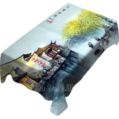 Traditional Chinese Landscape Painting Tablecloth Classic Indoor And Outdoor Art Decoration