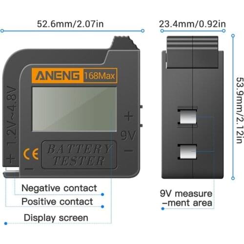 168Max Universal Digital Battery Capacity Tester for Lithium 18650 AA 9V Button