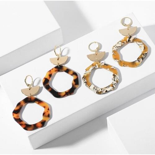 Vintage Leopard Acrylic Drop Earrings for Women Geometry Tortoiseshell Statement Dangle Earrings Party Jewelry Gift Wholesale