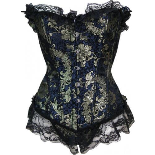 Vintage Classical Ruffles Corset 3S9402 Black Lace Up Corset Sexy Corset And Bustiers