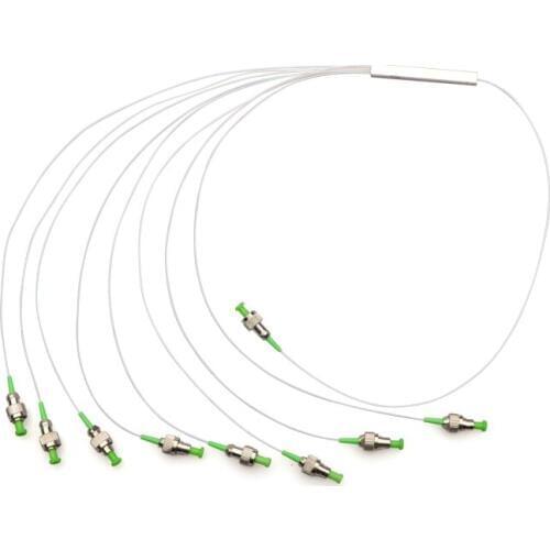 Fiber Optical PLC Splitter FC APC 1 : 8 Mini steel tube type 1x8 0.9mm Fiber Opitc Splitter FC/APC Connector