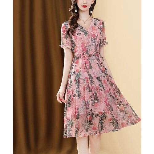 High Quality 100% Real Silk Dresses for Women 2021 Womens Summer Dress Female Slim Midi Dress Boho Dress Ropa De Mujer Zjt2246