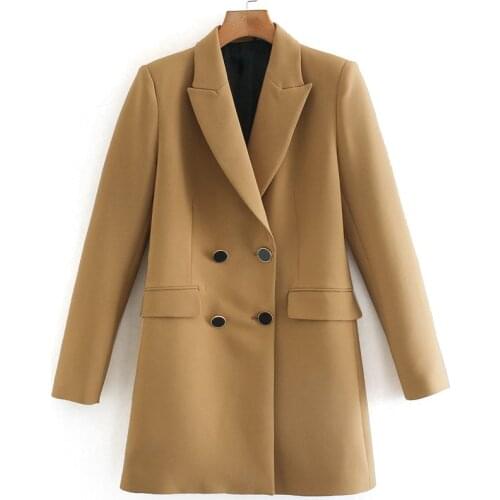 DOUJILI Fashion 2021 Spring Blazer Women Double Breasted Oversized Suits Jacket Official Ladies Coat Loose Long Sleeve