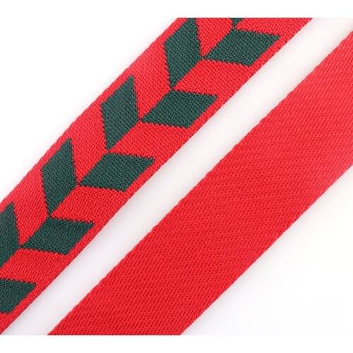 1.5" Cotton red Strap Jacquard Webbing fabric Dog Collar Polyester Canvas Ribbon Nylon Webbing belt backpack purse strap Handles