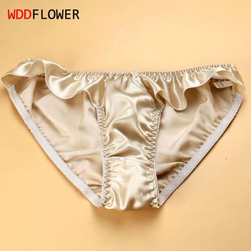 1PC 100% Pure Silk Womens Ruffled Underwear Lingerie Briefs Panties L-2XL MS016