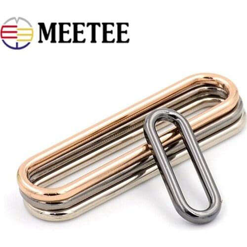10pcs Meetee 15mm-60mm O Ring Seamless Oval Metal Buckles for Shoes Luggage Handbag Rings Egg Button Hardware Accessory F1-86