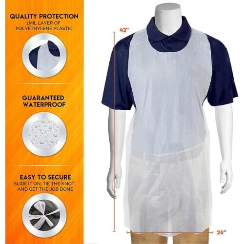 100pcs/set White Disposable Cleaning Apron Transparent Easy Use Kitchen Aprons For Women Men Kitchen Cooking Apron