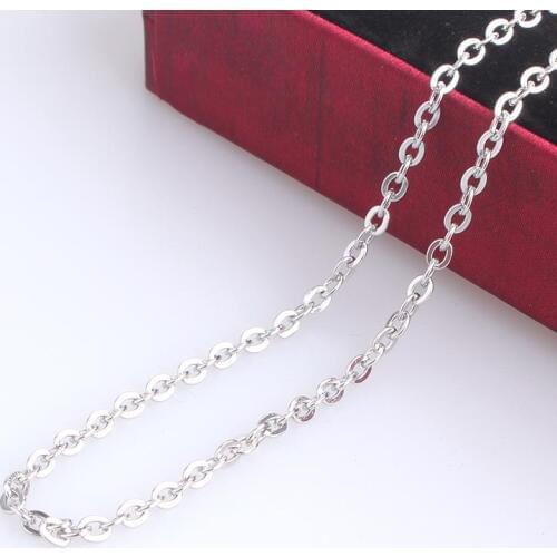 3mm width Flat O word chains length 50cm 316L Stainless steel Necklace for men women jewelry wholesale