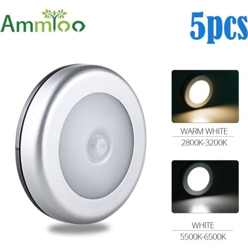 5PCS PIR Motion Sensor Cabinet Lights Kitchen Bedroom Cupboard Light Wireless Magnetic Corridor Stair Light Night Lamp battery