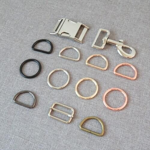 50 pcs 30mm metal D O ring belt straps adjustable buckle Carabiner lobster clasp for pet dog collar leash harness DIY accessory
