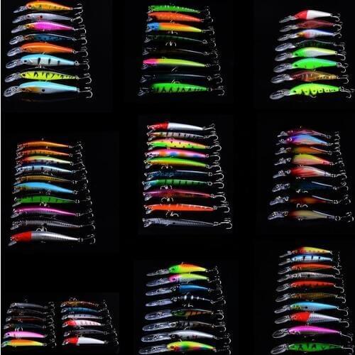 82pcs Mixed Fishing Lure Minnow Set Artificial Fishing Lure Kit Wobblers Minnow Crankbait Fishing Fishing Hard Bait 3D Eyes
