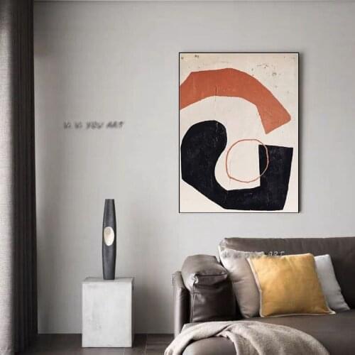 100% Handmade Abstract Oil Painting On Canvas Colorful Geometry Minimalist Modern Wall Art Decorative For Living Room