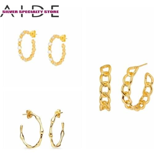 AIDE 925 Sterling Silver Earrings Women Stud Earring Luxury Fine Jewelry Piercing Earings Pendientes Brincos Bijou Arete Gifts