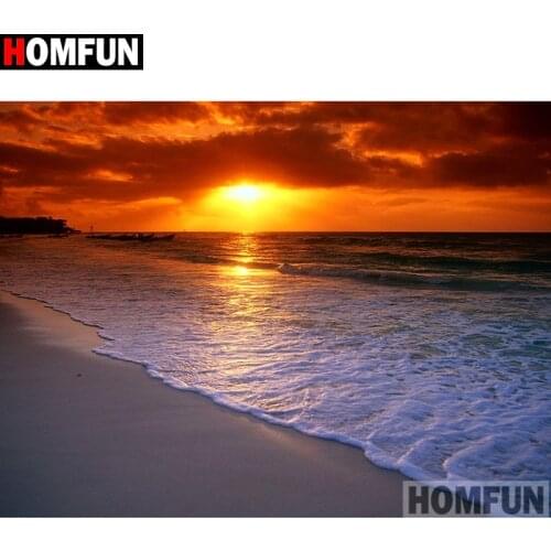 HOMFUN Full Square/Round Drill 5D DIY Diamond Painting "Sea sunset" Embroidery Cross Stitch 5D Home Decor A14238