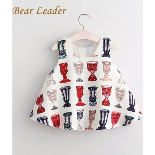 Bear Leader Fashion Kid Clothes Girls Sleeveless Dress Summer Elegant Print Pattern Outfits for Girl 4-8 Years Cotton Costumes