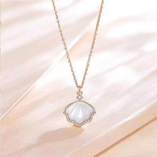 TKJ 100% S925 Pure Silver Lifetime Necklace Female Style Cold Wind a Shellfish Clavicular Chain Shell Pendant Tanabata Gift