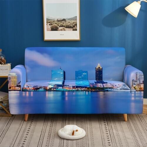 3D Printed City Sofa Cover color Urban landscape Couch Covers Sofa Covers For Living Room Slip-resistant Simple Covers