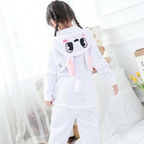 Kids Kugurumi Onesie Animal Cartoon Pink Rabbit Cosplay Costume Flannel Pajama One Piece Boy Girl Child pyjama Sleep Suit