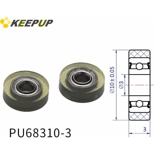 Diameter 10mm, PU polyurethane bearing ,Rubber coated soft pulley/Roller ,width 3mm,4mm