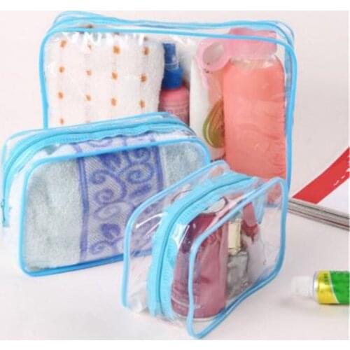 Travel PVC Cosmetic Bags Women Transparent Clear Zipper Makeup Bags Organizer Bath Wash Make Up Tote Handbags Case