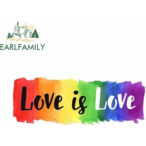 EARLFAMILY 13cm x 4.7cm for Love Is Love Gay Pride LGBT Car Stickers Sunscreen Vinyl JDM Bumper Trunk Truck Graphics Fine Decal