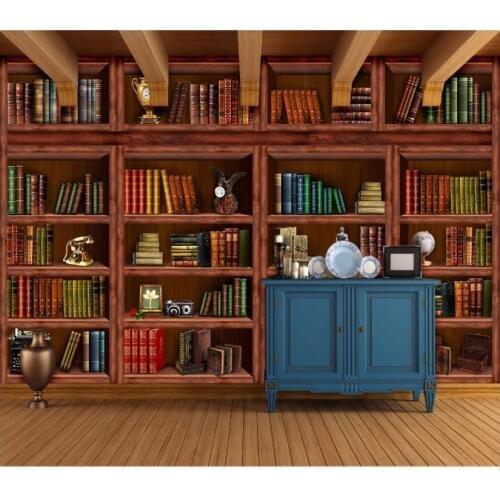 Custom photo wallpapers for walls 3 d murals wallpapers for Living room bookcase mural 3D background wall painting