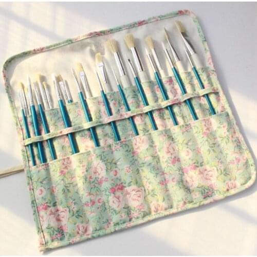 Canvas Roll-up Pencil Bag Paint Brushes Pencil Bag Roll Up Case 20 Holder Case Organizer Pouch Perfect Storage