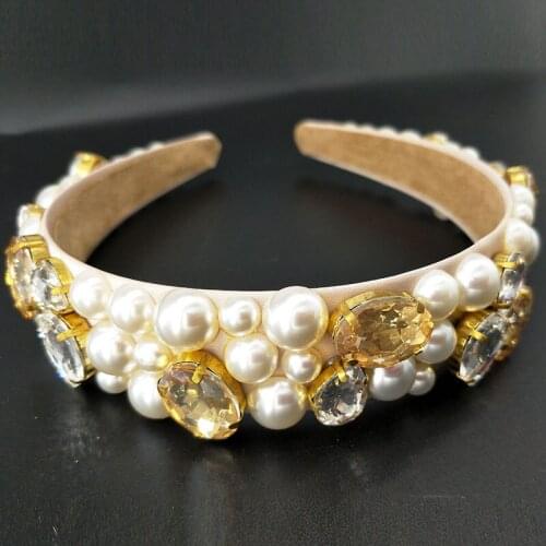 Korean High Quality Woolen Pearl Headband Zircon Retro Headbands For Women Hair Accessories Flower Headbands With Flower Headban