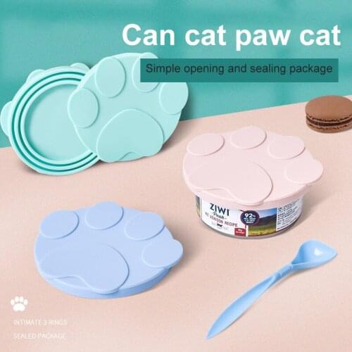 3 In 1 Pet Food Can Cover Reusable Portable Silicone Dogs Cats Storage Tin Cap Lid Seal Cover With Spoon Home Pet Supplies