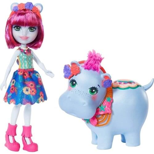 Enchantimals Character Doll Hedda Hippo and Lake Cute Animal Friend for Girls Fashion Toddler Cartoon Toys Collectible Models