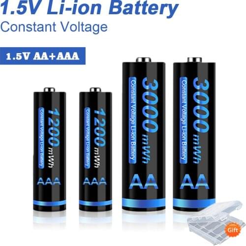 AA 1.5V 3000mWh 1.5v AA Rechargeable Battery +1200mWh 1.5V AAA Li-ion Battery 1.5V Lithium Rechargeable Batteries aa aaa battery