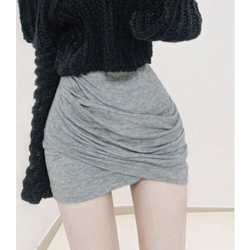 WOMENGAGA Korea Summer New Slim Fold Cross High Waist Sexy Skinny Hip Mini irregular Short Skirts Girl Female Sweet Kawaii TS0W