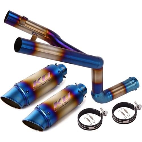 Motorcycle Exhaust System Blue Muffler Tail Tube Mid Link Pipe for KTM 1290 Super Duke R 2014 2015 2016