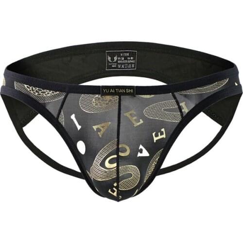 Gay Underwear Mens Thong Fashion Breather Mesh Bronzing Briefs Sexy Breathable Men Thong G-String Open Butt Lingerie JockStrap