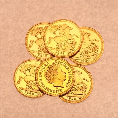 Mix 30pcs/lot Free shipping ,1963 Britains queen Elizabeth ii coin + 1914 British Sovereign coin+2015 Sovereign coin